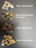 Plain leather 19mm-50mm wide Chicago screw belt with brass plated screws. Choice of 13 colours.