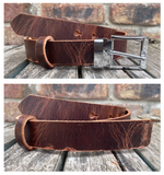 Buffalo leather 30mm wide belt with or without removable zinc chrome plated buckle. Choice of 9 colours