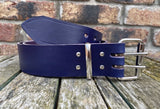 Deep Purple 2 Pronged Indiana Antique Leather Belt. 1 1/2" or 2" wide.