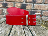 Flame Red 2 Pronged Indiana Antique Leather Belt. 1 1/2" or 2" wide.