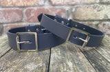 Buckle leather choker 19mm or 25mm wide. Choice of 13 colours.