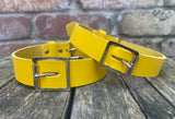 Buckle leather choker 19mm or 25mm wide. Choice of 13 colours.