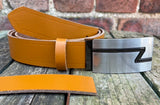 Plain Leather Belt with or without Z-Line Plate Style Removable Buckle
