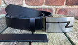Plain Leather Belt with or without Z-Line Plate Style Removable Buckle