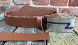 Plain Leather Belt with or without Z-Line Plate Style Removable Buckle