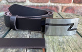 Plain Leather Belt with or without Z-Line Plate Style Removable Buckle