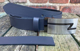 Plain Leather Belt with or without Z-Line Plate Style Removable Buckle