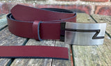 Plain Leather Belt with or without Z-Line Plate Style Removable Buckle