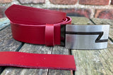 Plain Leather Belt with or without Z-Line Plate Style Removable Buckle