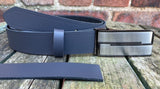 Plain Leather Belt with or without Double Line Plate Style Removable Buckle