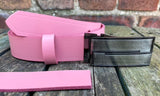 Plain Leather Belt with or without Double Line Plate Style Removable Buckle