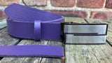 Plain Leather Belt with or without Double Line Plate Style Removable Buckle