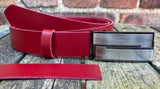 Plain Leather Belt with or without Double Line Plate Style Removable Buckle