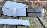 Plain Leather Belt with or without Double Line Plate Style Removable Buckle