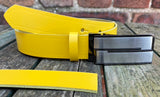 Plain Leather Belt with or without Double Line Plate Style Removable Buckle
