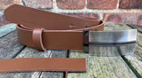 Plain Leather Belt with or without Single Line Plate Style Removable Buckle
