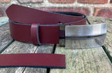 Plain Leather Belt with or without Single Line Plate Style Removable Buckle