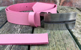 Plain Leather Belt with or without Single Line Plate Style Removable Buckle