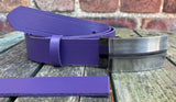 Plain Leather Belt with or without Single Line Plate Style Removable Buckle