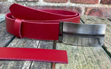 Plain Leather Belt with or without Single Line Plate Style Removable Buckle