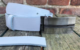 Plain Leather Belt with or without Single Line Plate Style Removable Buckle