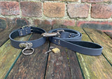 Lockable D & O-ring Leather Choker with or without leash