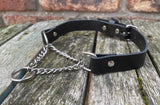 Martingale chain leather choker approx 19mm wide. Choice of chain and 13 colours.
