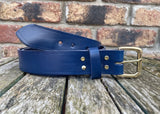 Midnight Blue Indiana Antique Leather Belt. Choice of Widths & Buckles.