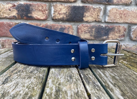 Midnight Blue Indiana Antique Leather Belt. Choice of Widths & Buckles.