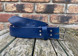 Midnight Blue Indiana Antique Leather Belt. Choice of Widths & Buckles.