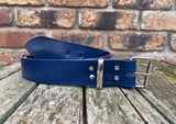 Midnight Blue Indiana Antique Leather Belt. Choice of Widths & Buckles.