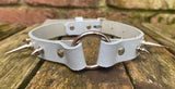 Spiked o-ring leather choker approx 19mm wide. Choice of 13 colours and spike size.