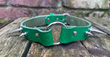 Spiked o-ring leather choker approx 19mm wide. Choice of 13 colours and spike size.