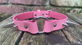 Spiked o-ring leather choker approx 19mm wide. Choice of 13 colours and spike size.