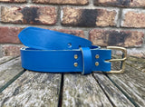 Ocean Reef Blue Indiana Antique Leather Belt. Choice of Widths & Buckles.