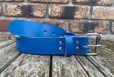 Ocean Reef Blue Indiana Antique Leather Belt. Choice of Widths & Buckles.