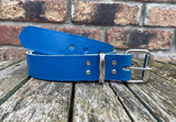 Ocean Reef Blue Indiana Antique Leather Belt. Choice of Widths & Buckles.