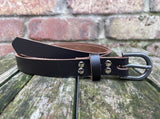 Plain leather 19mm wide belt with antique silver look zinc buckle. Choice of 13 colours PH75364