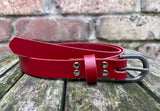 Plain leather 19mm wide belt with antique silver look zinc buckle. Choice of 13 colours PH75364
