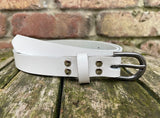 Plain leather 19mm wide belt with antique silver look zinc buckle. Choice of 13 colours PH75364