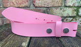 Plain leather 19mm-50mm wide press stud/snap belt with nickle plated steel studs. Choice of 13 colours.