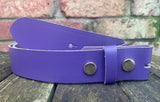 Plain leather 19mm-50mm wide press stud/snap belt with brass plated steel studs. Choice of 13 colours.