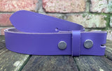 Plain leather 19mm-50mm wide press stud/snap belt with nickle plated steel studs. Choice of 13 colours.