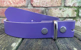 Plain leather 19mm-50mm wide press stud/snap belt with nickle plated steel studs. Choice of 13 colours.