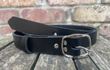 Plain leather 25mm wide belt with nickle plated steel buckle. Choice of 13 colours SBF24C
