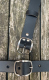 Plain leather 25mm wide belt with nickle plated steel buckle. Choice of 13 colours SBF24C