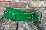 Plain leather 25mm wide belt with nickle plated steel buckle. Choice of 13 colours SBF24C