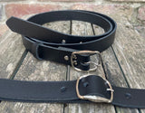 Plain leather 25mm wide belt with nickle plated steel buckle. Choice of 13 colours SBF24C