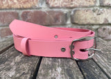 Plain leather 25mm wide belt with nickle plated steel buckle. Choice of 13 colours SBF24C