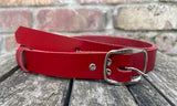Plain leather 25mm wide belt with nickle plated steel buckle. Choice of 13 colours SBF24C